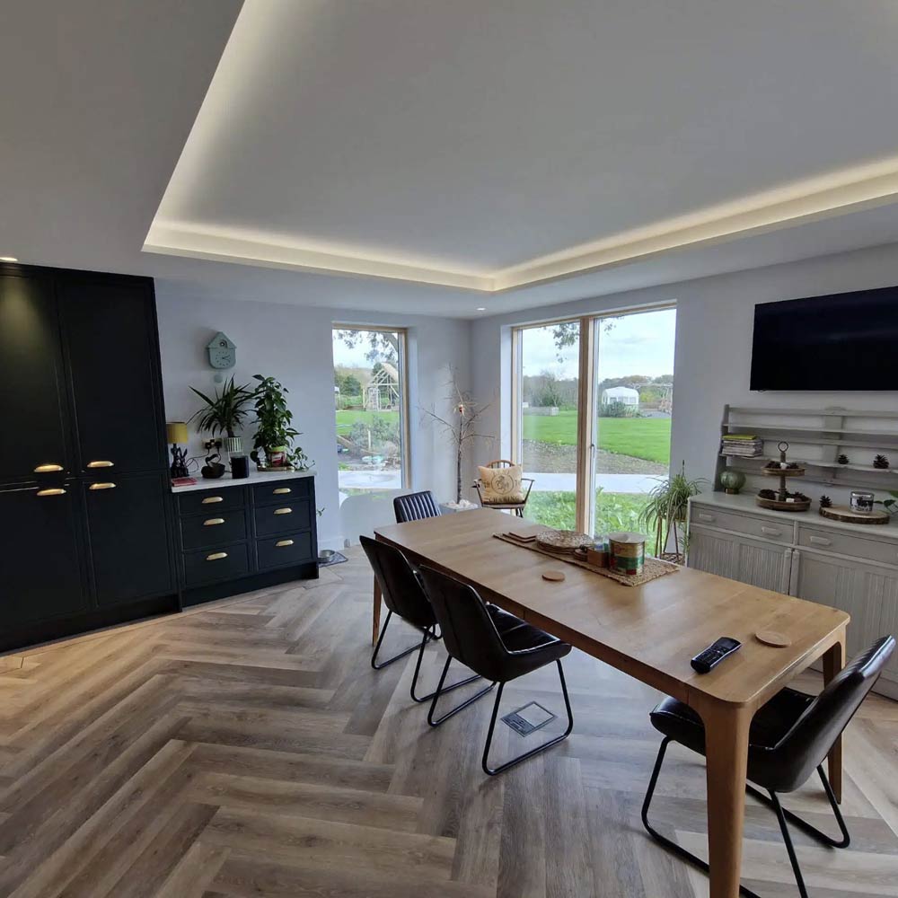 Modern kitchen-diner in disability adapted home
