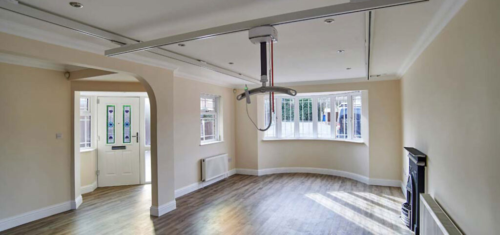 Image of ceiling track hoist system in a disability adapted home