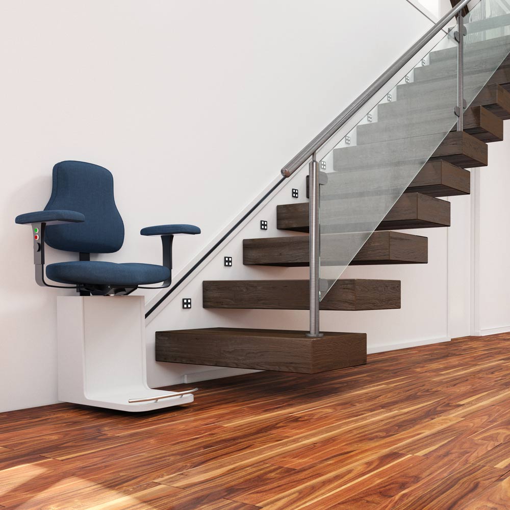 Image of staircase chairlift in modern open plan home