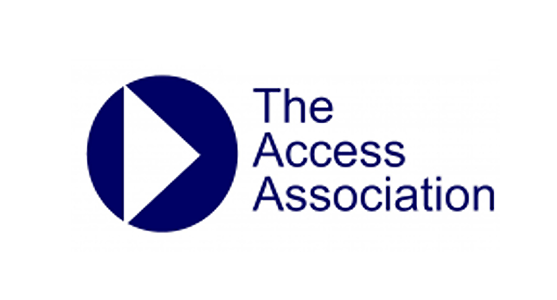The Access Association logo. Blue circle with white arrowhead and The Access Association text.