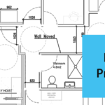 Drawing plan for a disability adapted home conversion project in East Sussex. Blue text box overlay reads 'New Project'