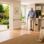 Ageing in Place banner image with an older man and woman in a modern adapted home.